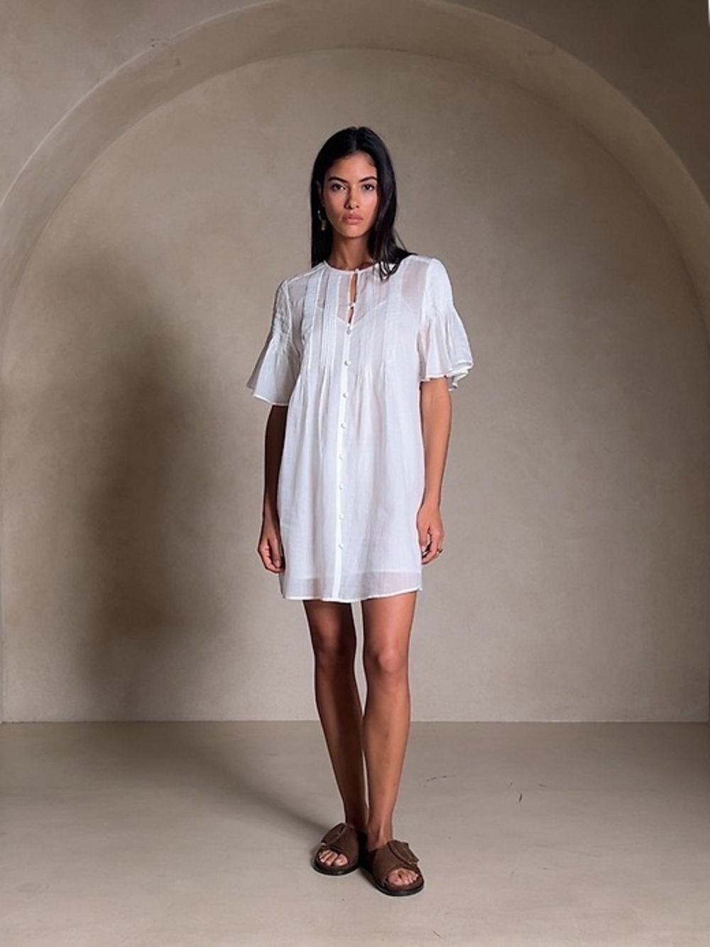 Banana Republic White Button-Front Cotton Chemise